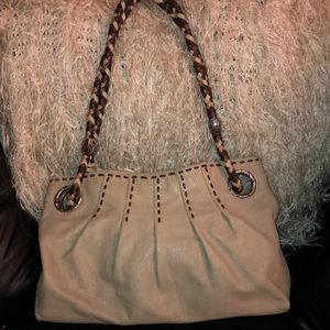 BRIGHTON BRAIDED HANDLE PEBBLED LEATHER HANDBAG